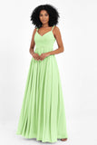 Empire Chiffon Bridesmaid Dress with Lace Long Formal Evening Dresses party Gowns