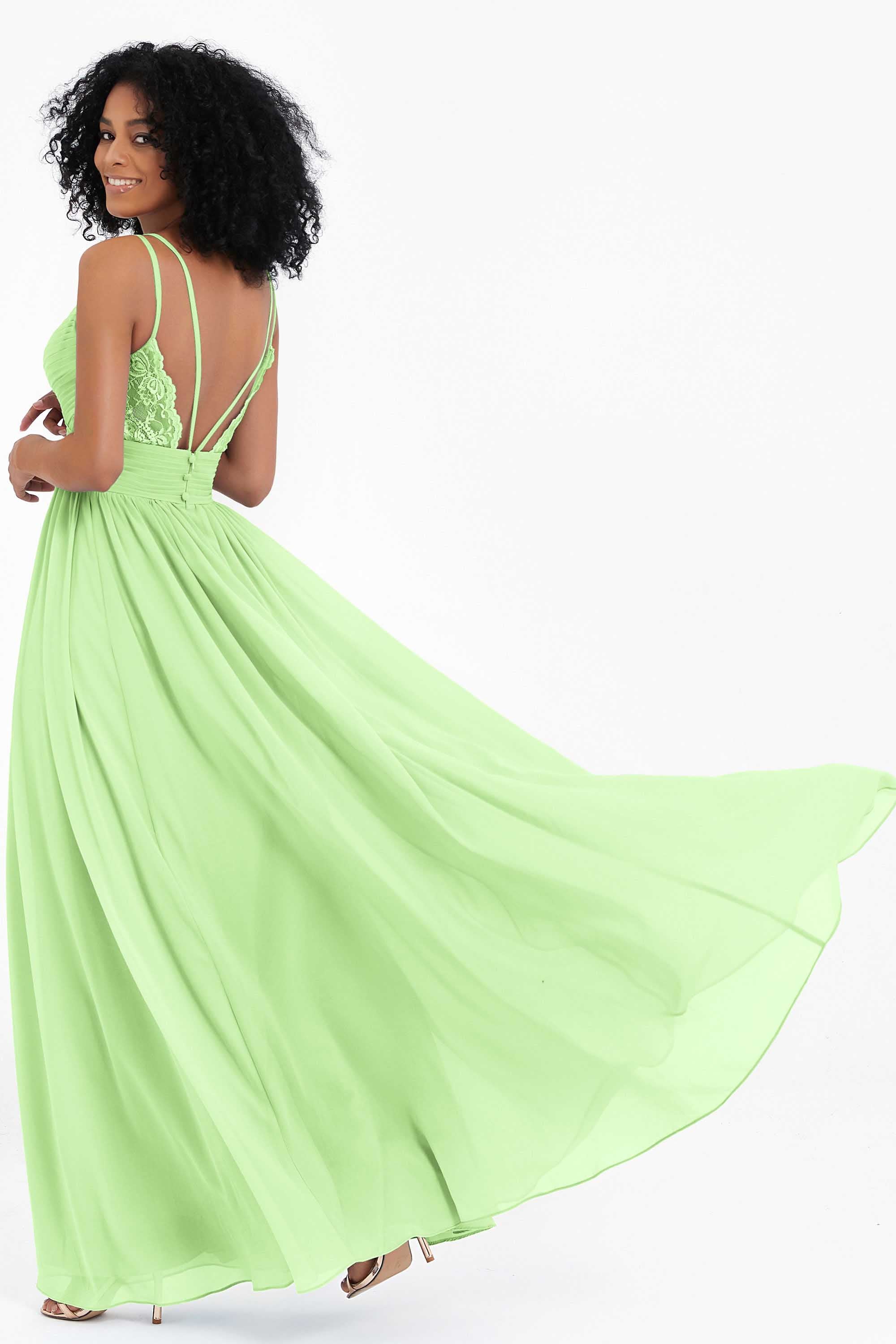 Empire Chiffon Bridesmaid Dress with Lace Long Formal Evening Dresses party Gowns