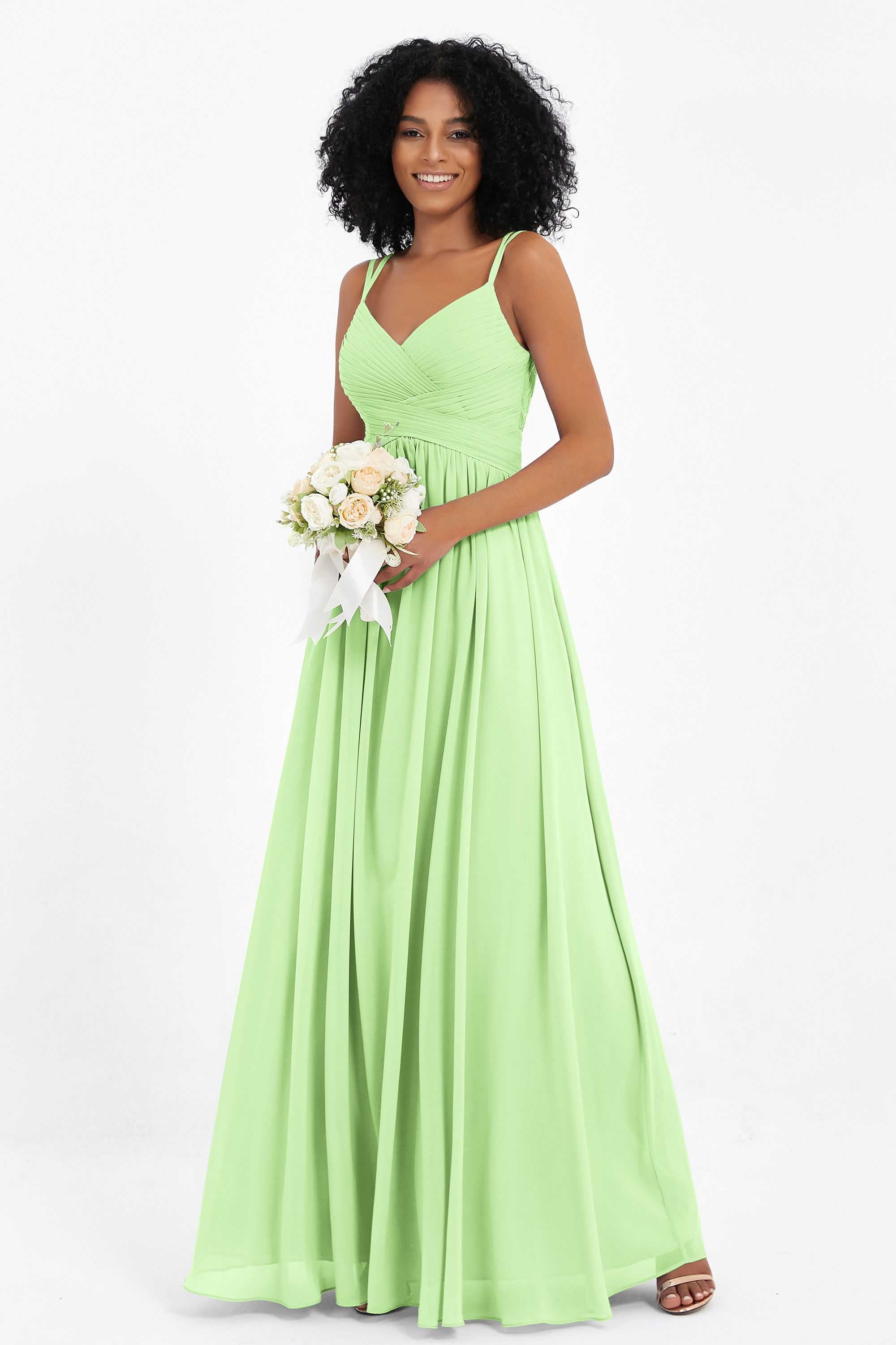 Empire Chiffon Bridesmaid Dress with Lace Long Formal Evening Dresses party Gowns