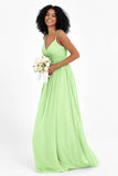 Empire Chiffon Bridesmaid Dress with Lace Long Formal Evening Dresses party Gowns