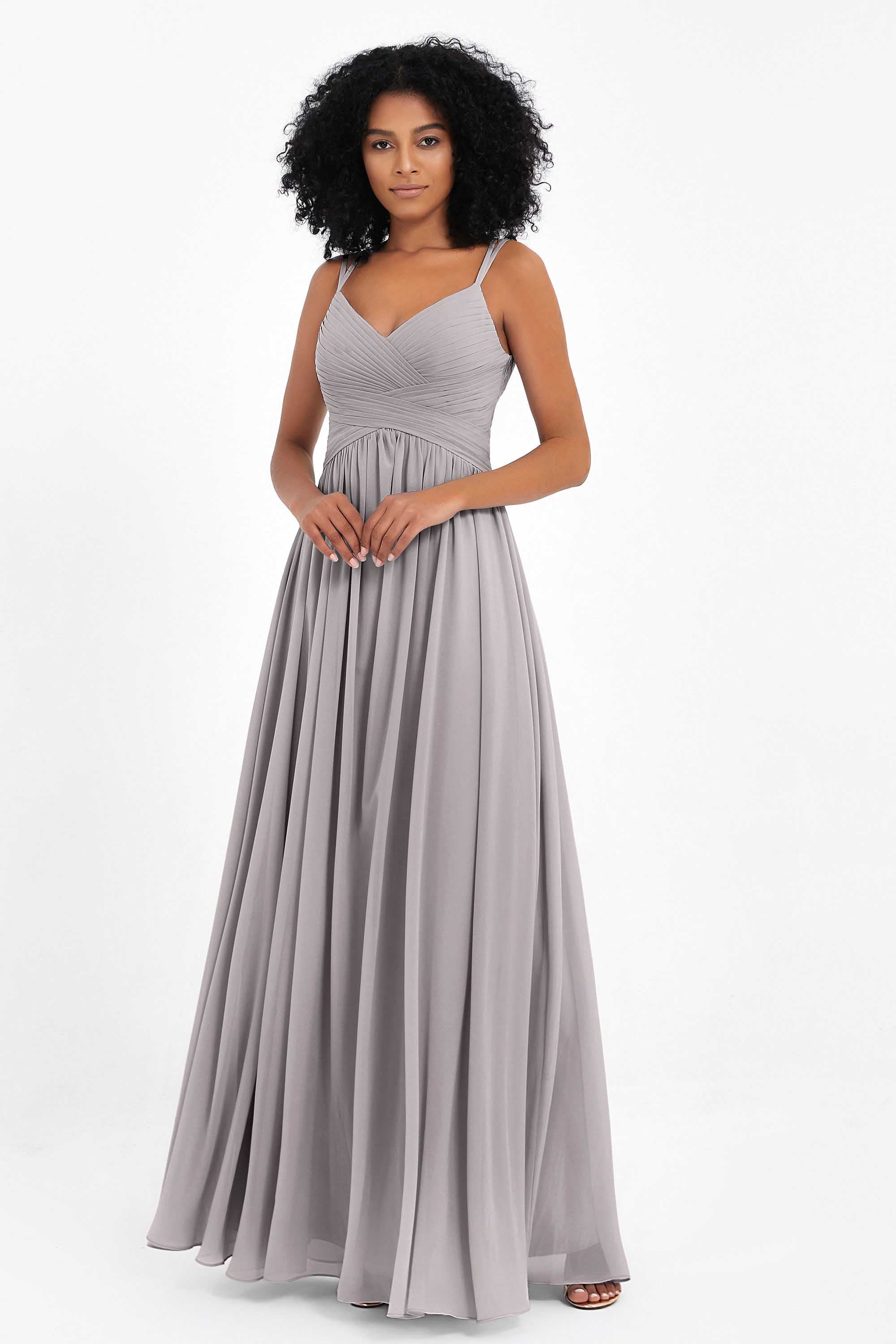 Empire Chiffon Bridesmaid Dress with Lace Long Formal Evening Dresses party Gowns