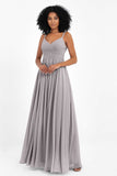Empire Chiffon Bridesmaid Dress with Lace Long Formal Evening Dresses party Gowns