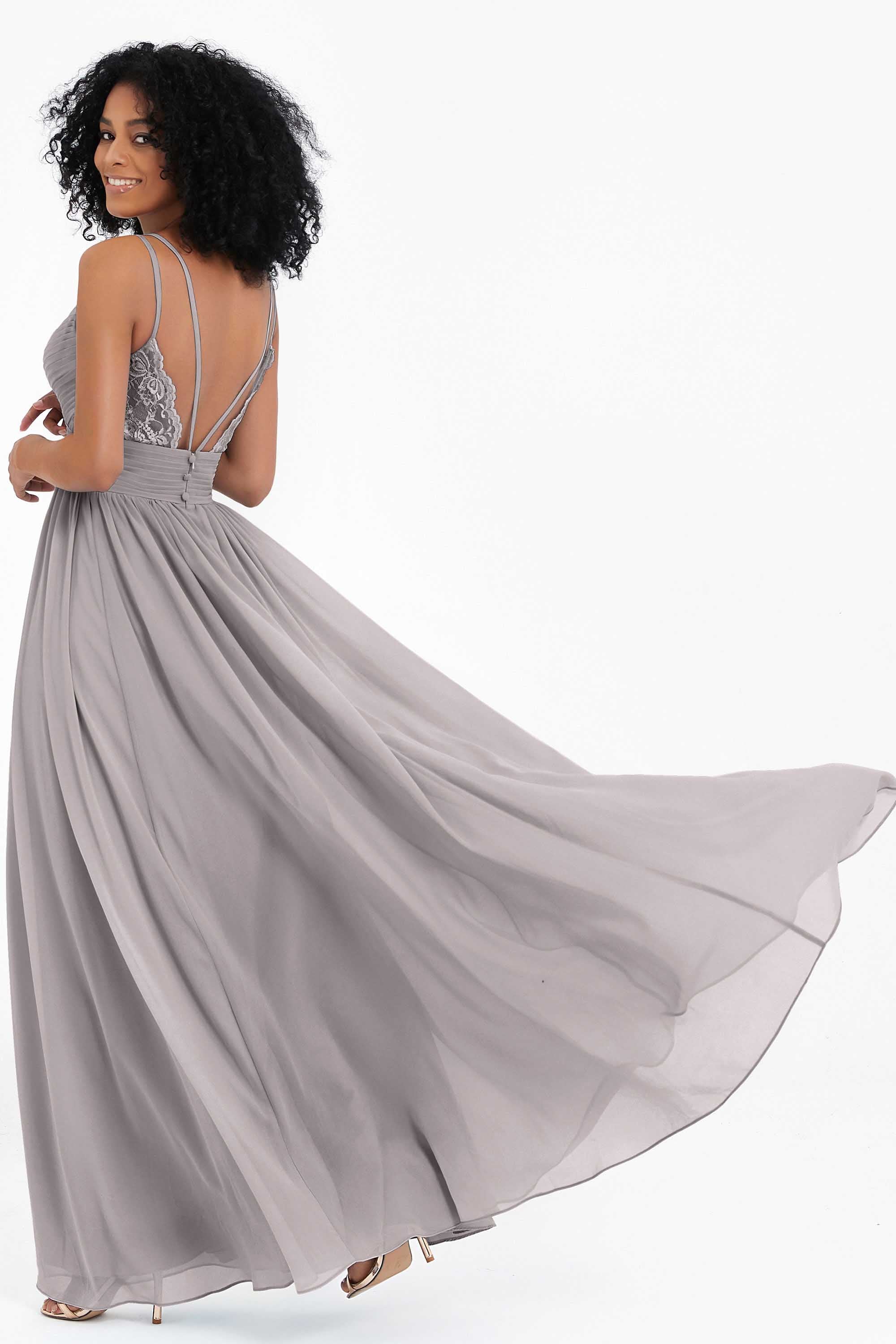 Empire Chiffon Bridesmaid Dress with Lace Long Formal Evening Dresses party Gowns