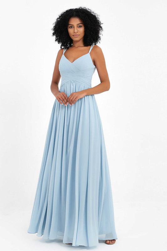 Empire Chiffon Bridesmaid Dress with Lace Long Formal Evening Dresses party Gowns