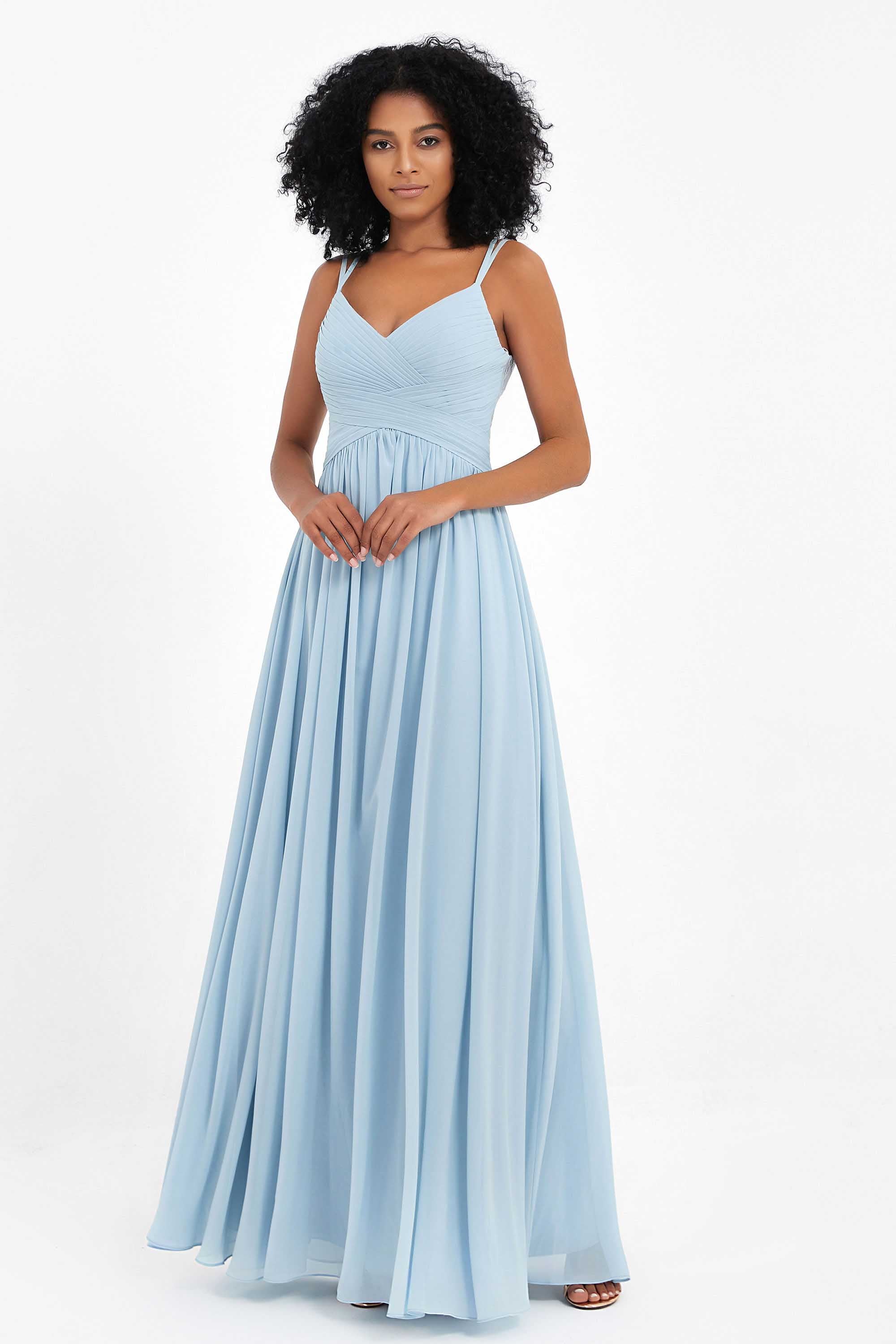 Empire Chiffon Bridesmaid Dress with Lace Long Formal Evening Dresses party Gowns