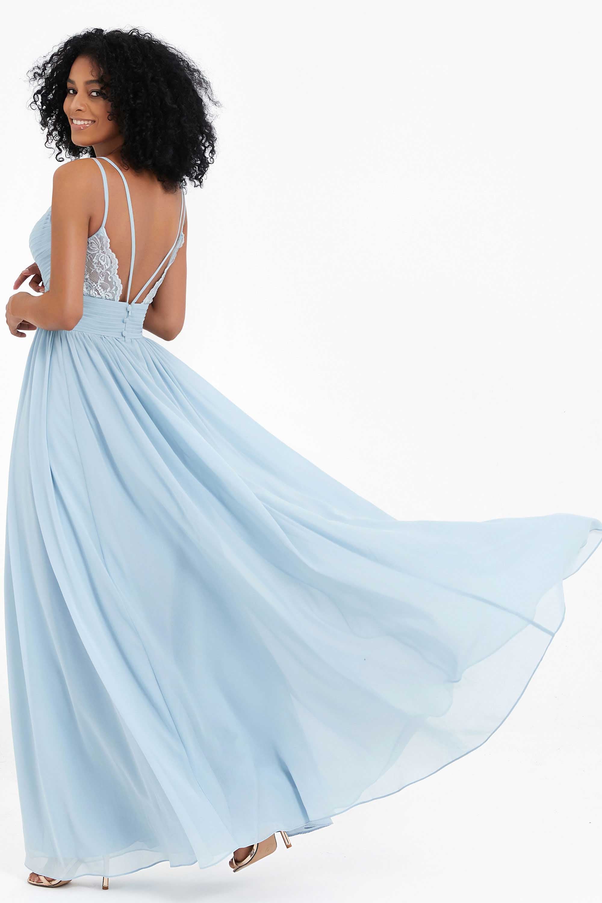 Empire Chiffon Bridesmaid Dress with Lace Long Formal Evening Dresses party Gowns