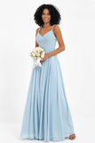 Empire Chiffon Bridesmaid Dress with Lace Long Formal Evening Dresses party Gowns