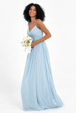 Empire Chiffon Bridesmaid Dress with Lace Long Formal Evening Dresses party Gowns