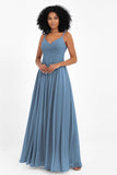 Empire Chiffon Bridesmaid Dress with Lace Long Formal Evening Dresses party Gowns