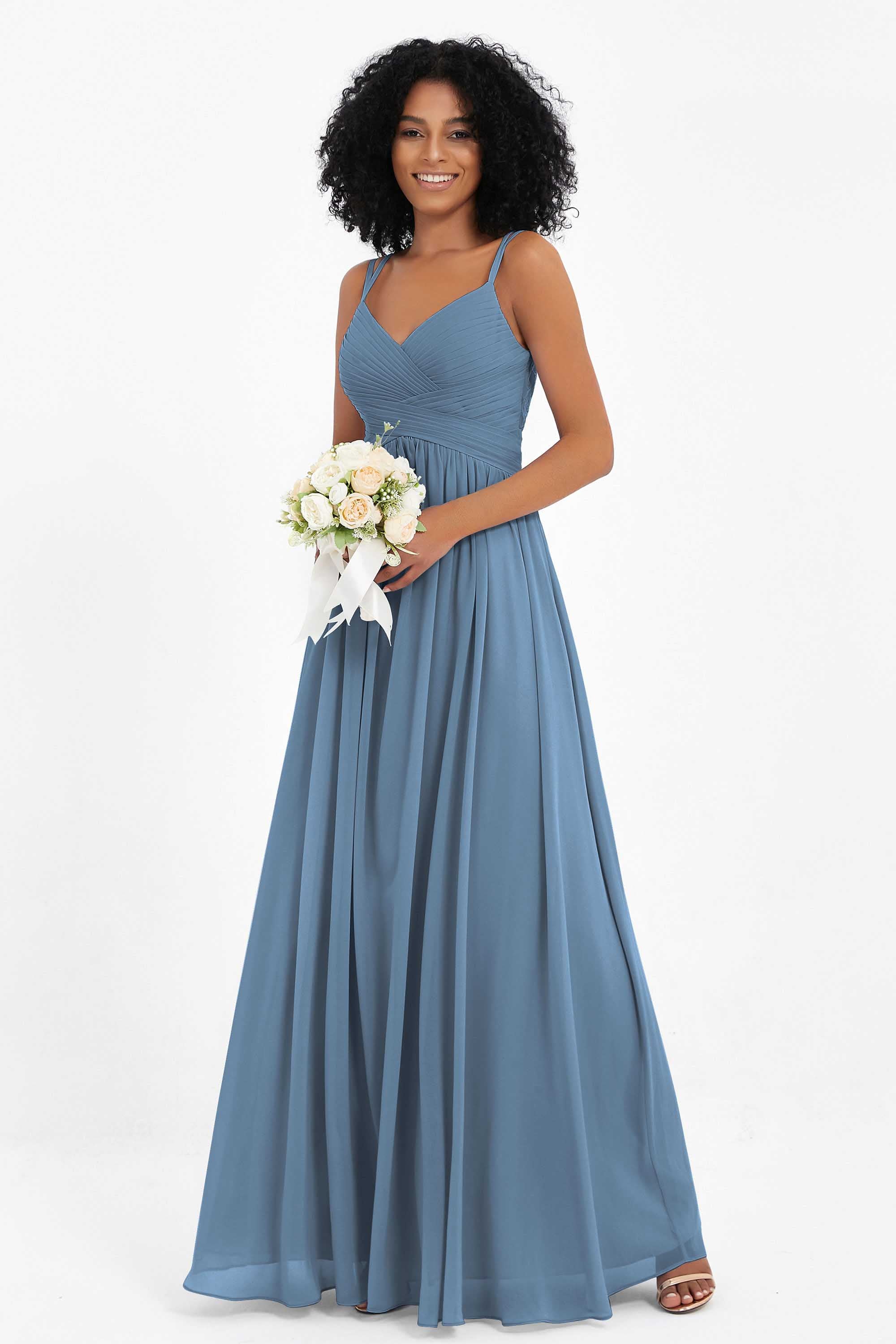 Empire Chiffon Bridesmaid Dress with Lace Long Formal Evening Dresses party Gowns