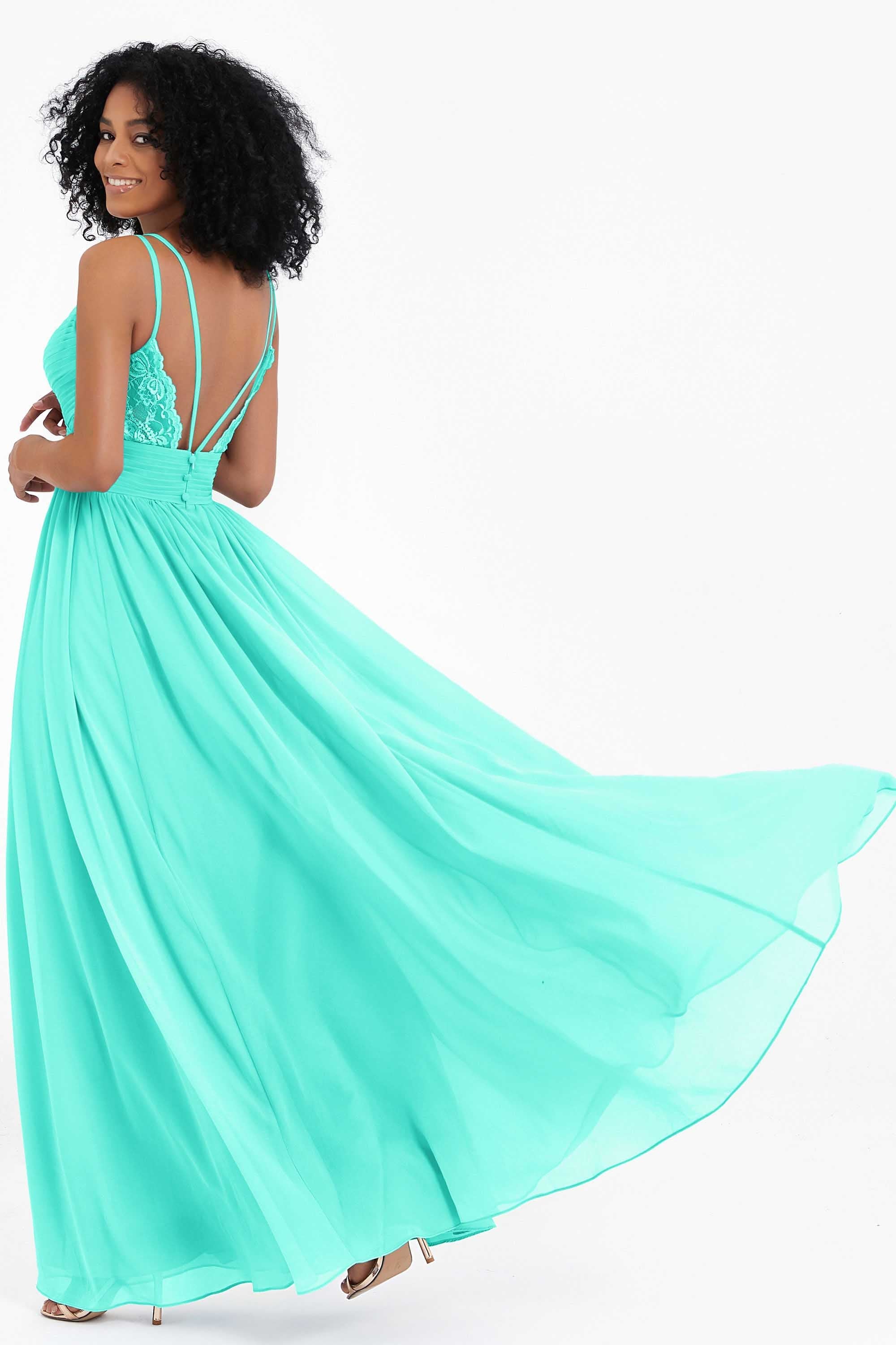 Empire Chiffon Bridesmaid Dress with Lace Long Formal Evening Dresses party Gowns