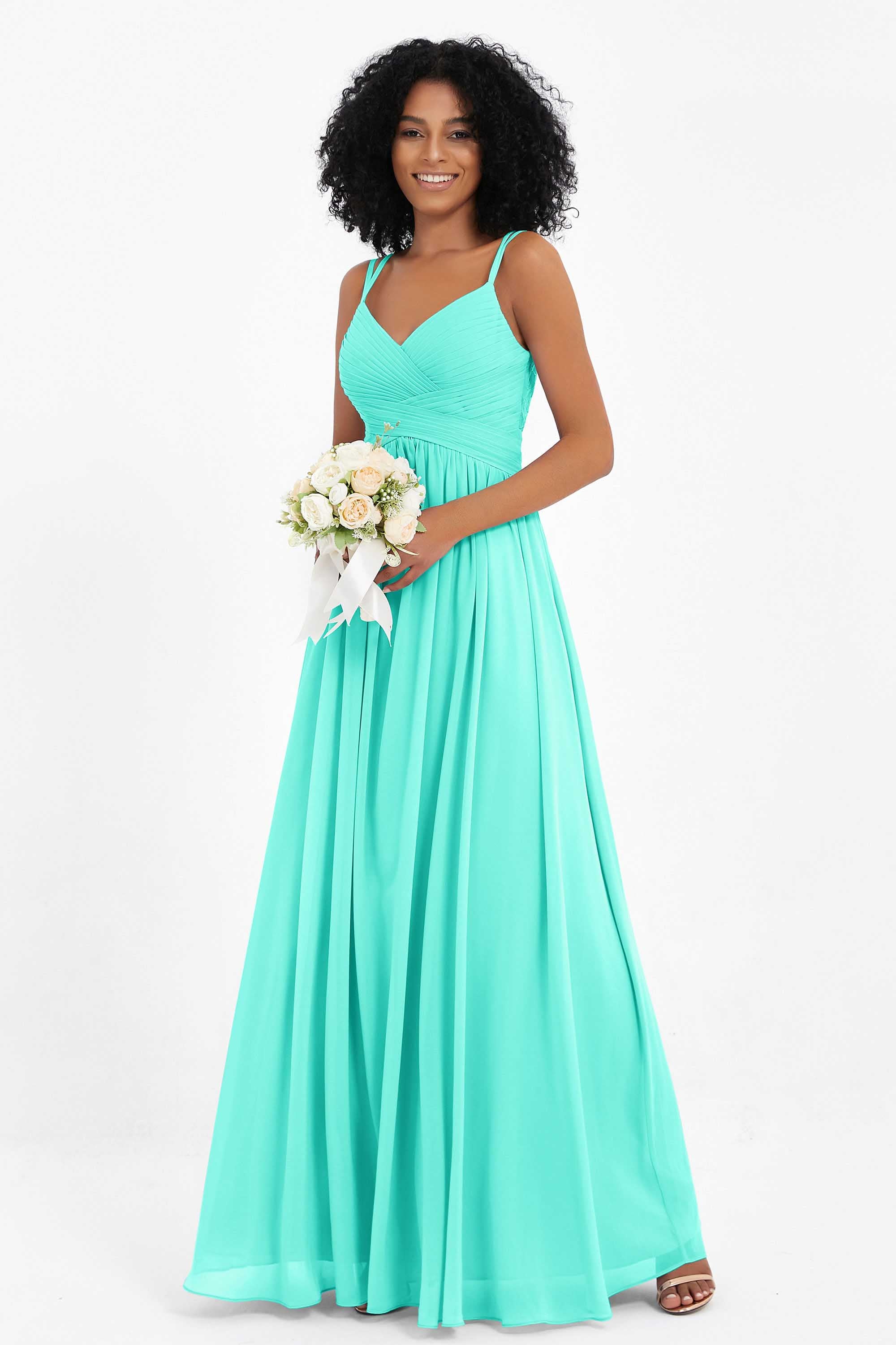 Empire Chiffon Bridesmaid Dress with Lace Long Formal Evening Dresses party Gowns