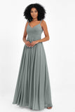 Empire Chiffon Bridesmaid Dress with Lace Long Formal Evening Dresses party Gowns