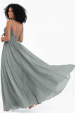 Empire Chiffon Bridesmaid Dress with Lace Long Formal Evening Dresses party Gowns