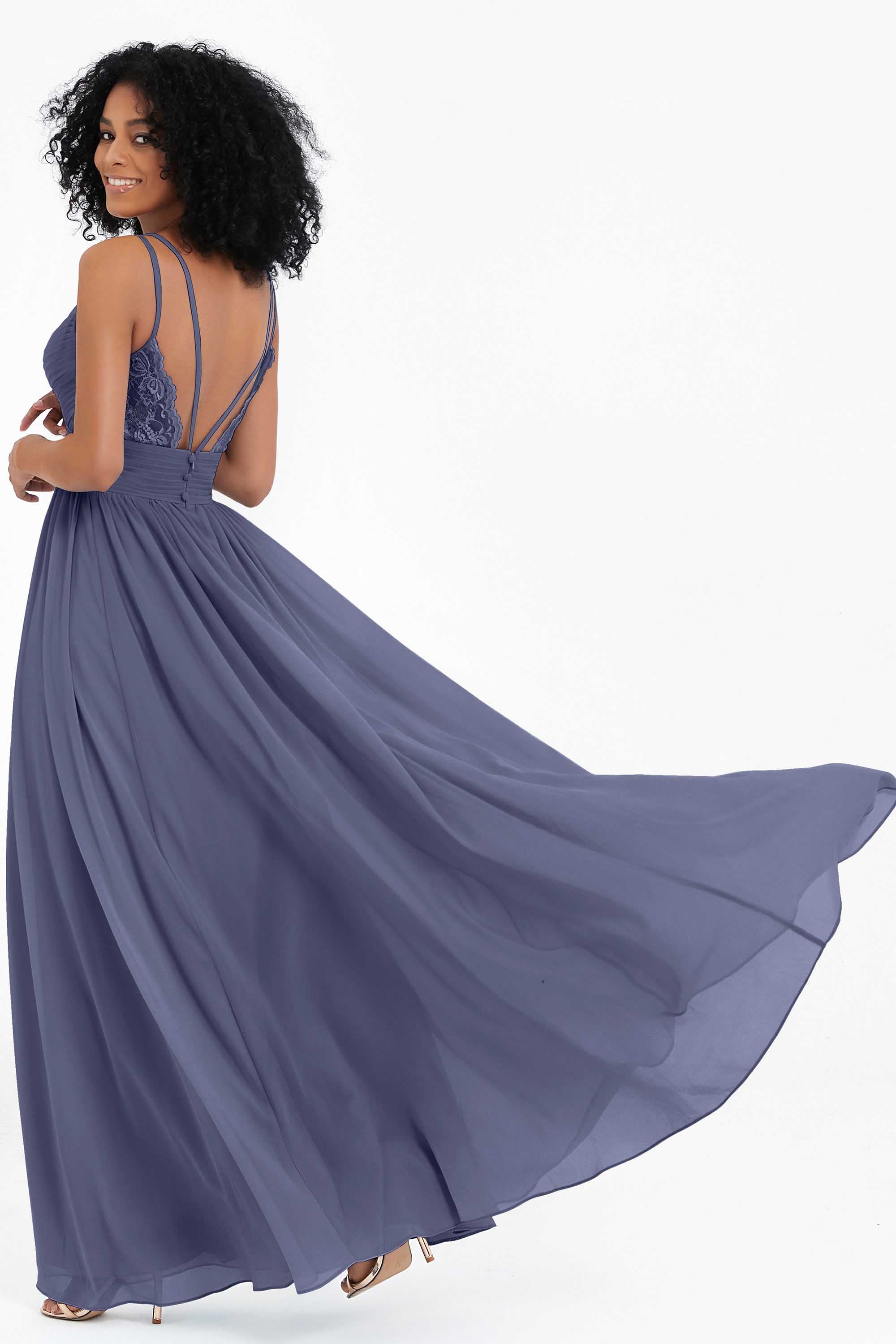 Empire Chiffon Bridesmaid Dress with Lace Long Formal Evening Dresses party Gowns