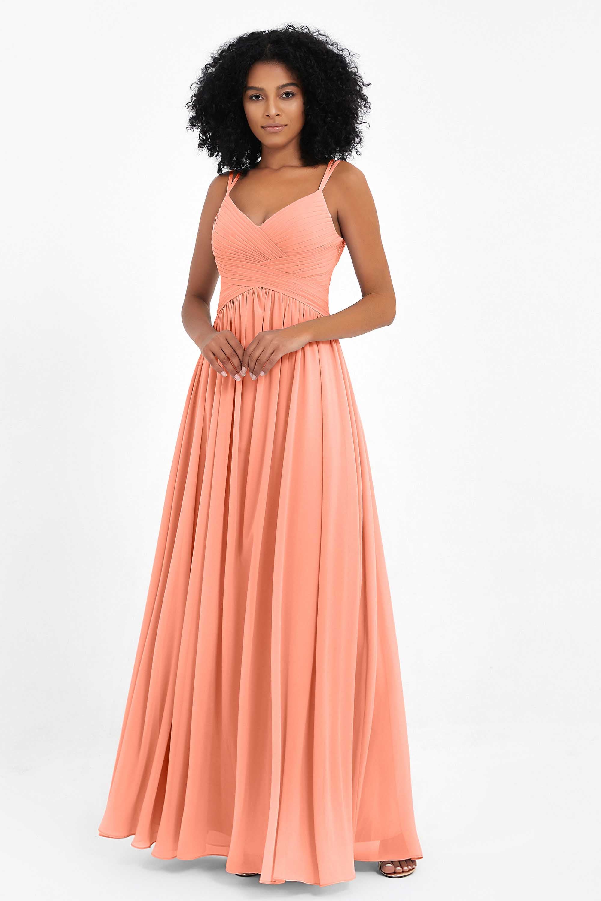 Empire Chiffon Bridesmaid Dress with Lace Long Formal Evening Dresses party Gowns