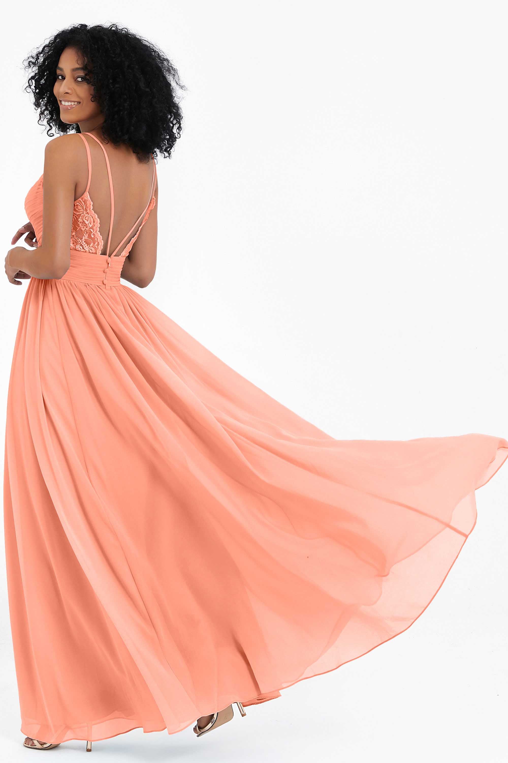 Empire Chiffon Bridesmaid Dress with Lace Long Formal Evening Dresses party Gowns