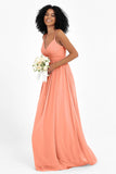 Empire Chiffon Bridesmaid Dress with Lace Long Formal Evening Dresses party Gowns