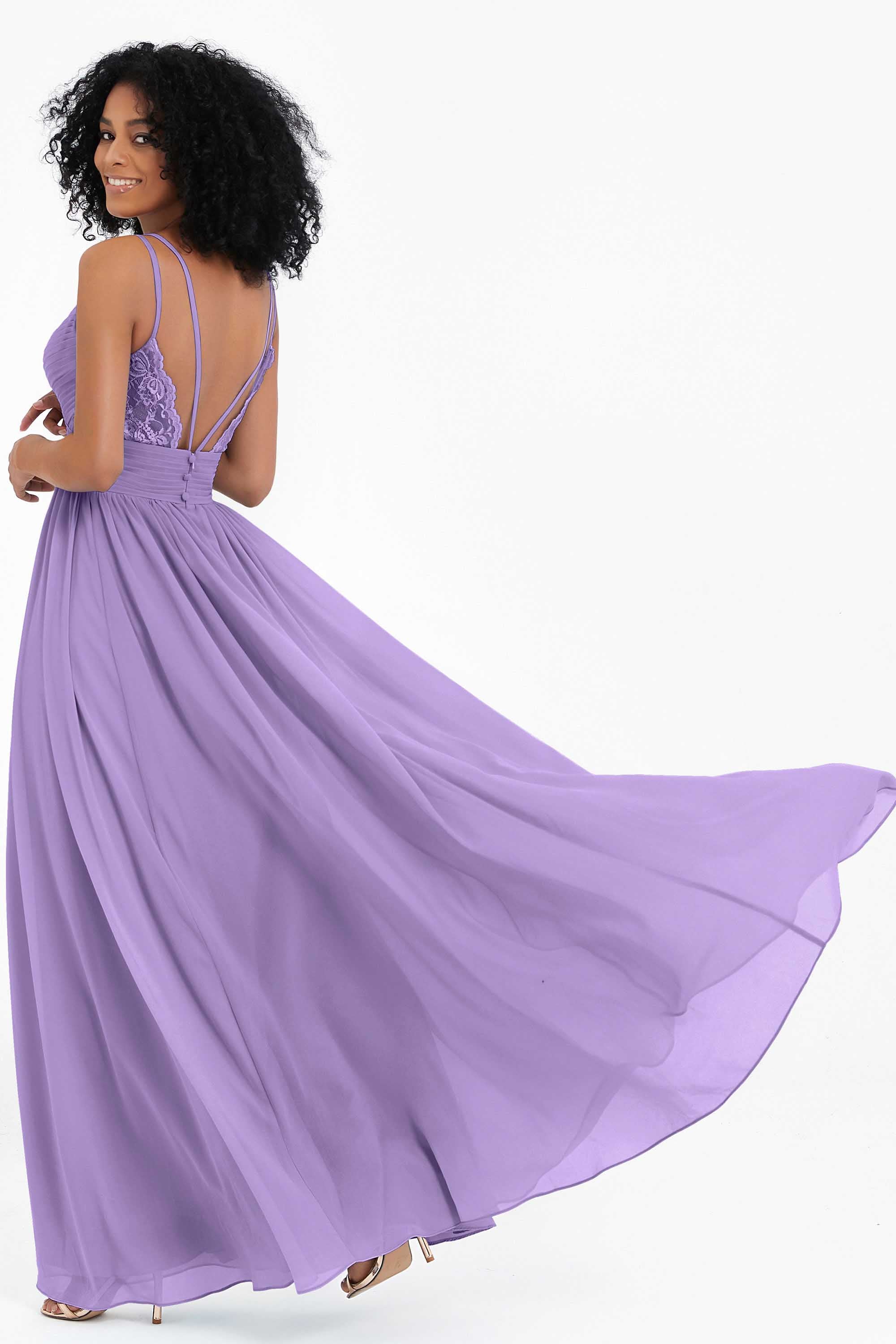 Empire Chiffon Bridesmaid Dress with Lace Long Formal Evening Dresses party Gowns