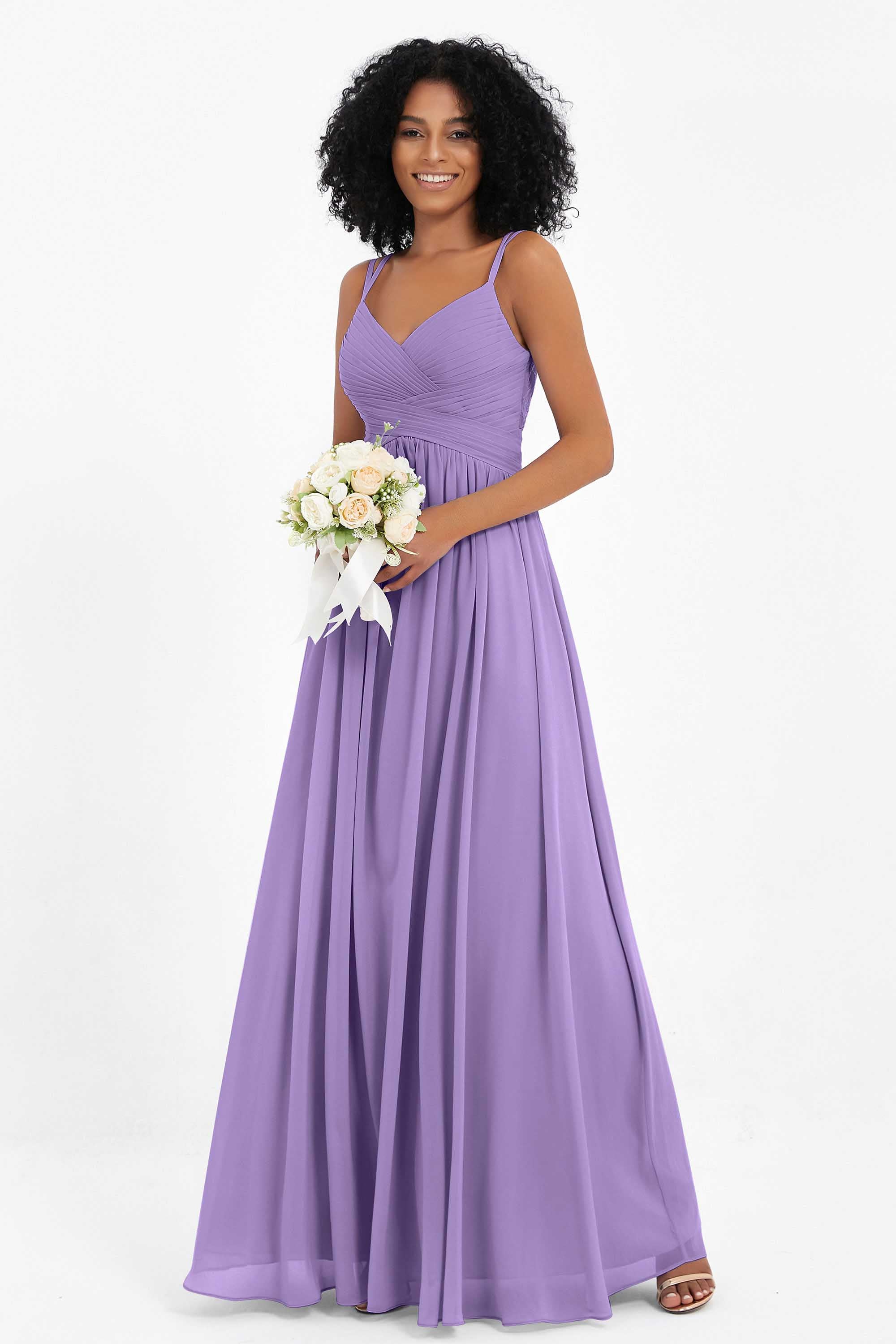 Empire Chiffon Bridesmaid Dress with Lace Long Formal Evening Dresses party Gowns