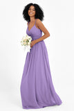 Empire Chiffon Bridesmaid Dress with Lace Long Formal Evening Dresses party Gowns
