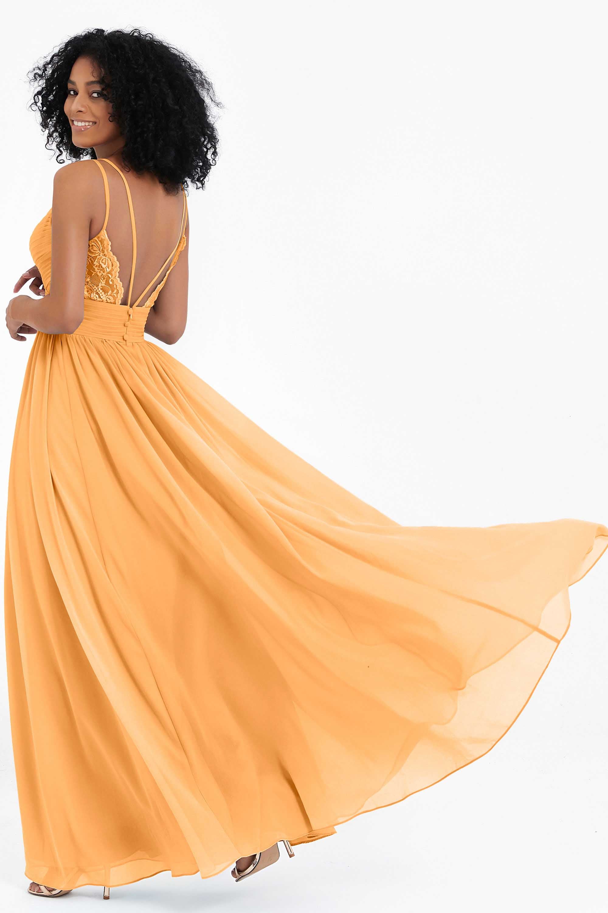 Empire Chiffon Bridesmaid Dress with Lace Long Formal Evening Dresses party Gowns