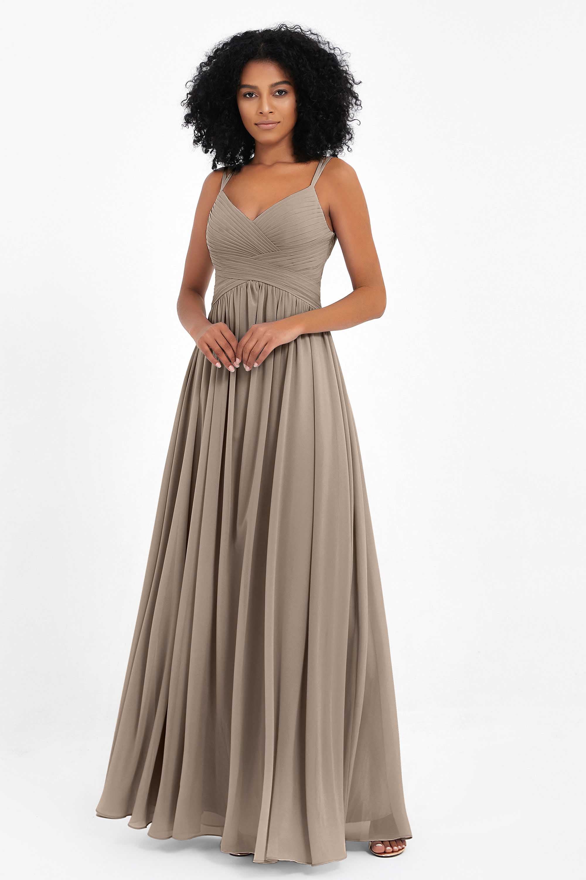 Empire Chiffon Bridesmaid Dress with Lace Long Formal Evening Dresses party Gowns