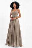 Empire Chiffon Bridesmaid Dress with Lace Long Formal Evening Dresses party Gowns
