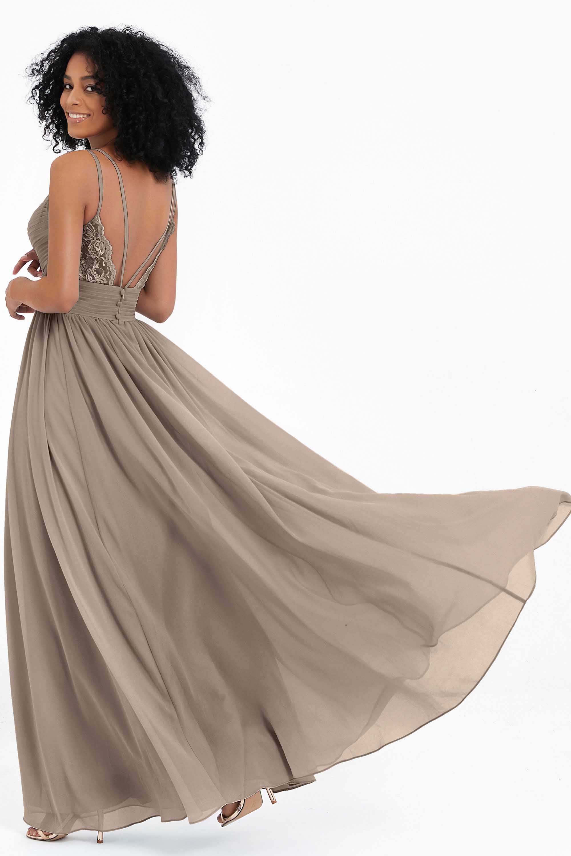 Empire Chiffon Bridesmaid Dress with Lace Long Formal Evening Dresses party Gowns