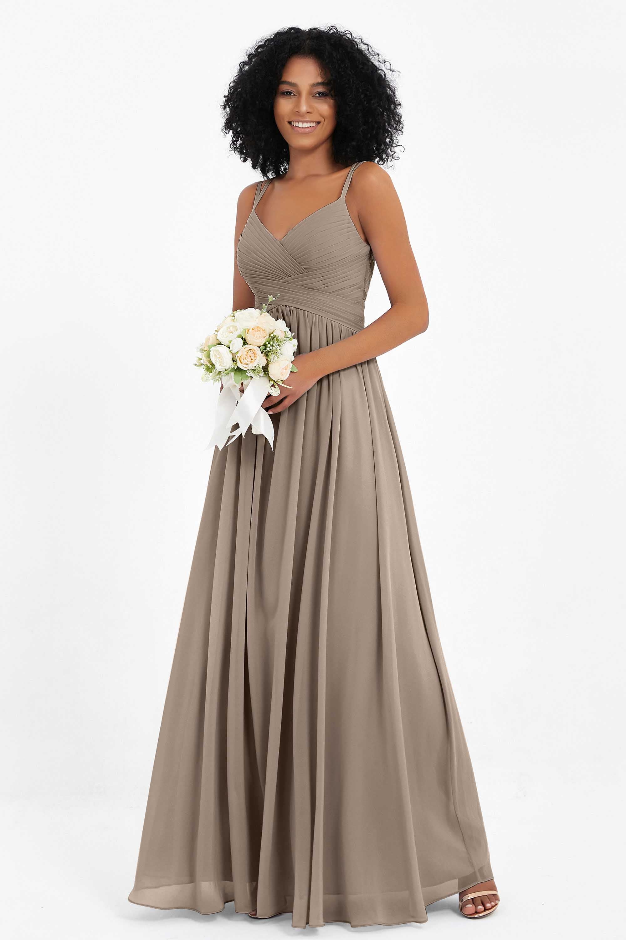 Empire Chiffon Bridesmaid Dress with Lace Long Formal Evening Dresses party Gowns