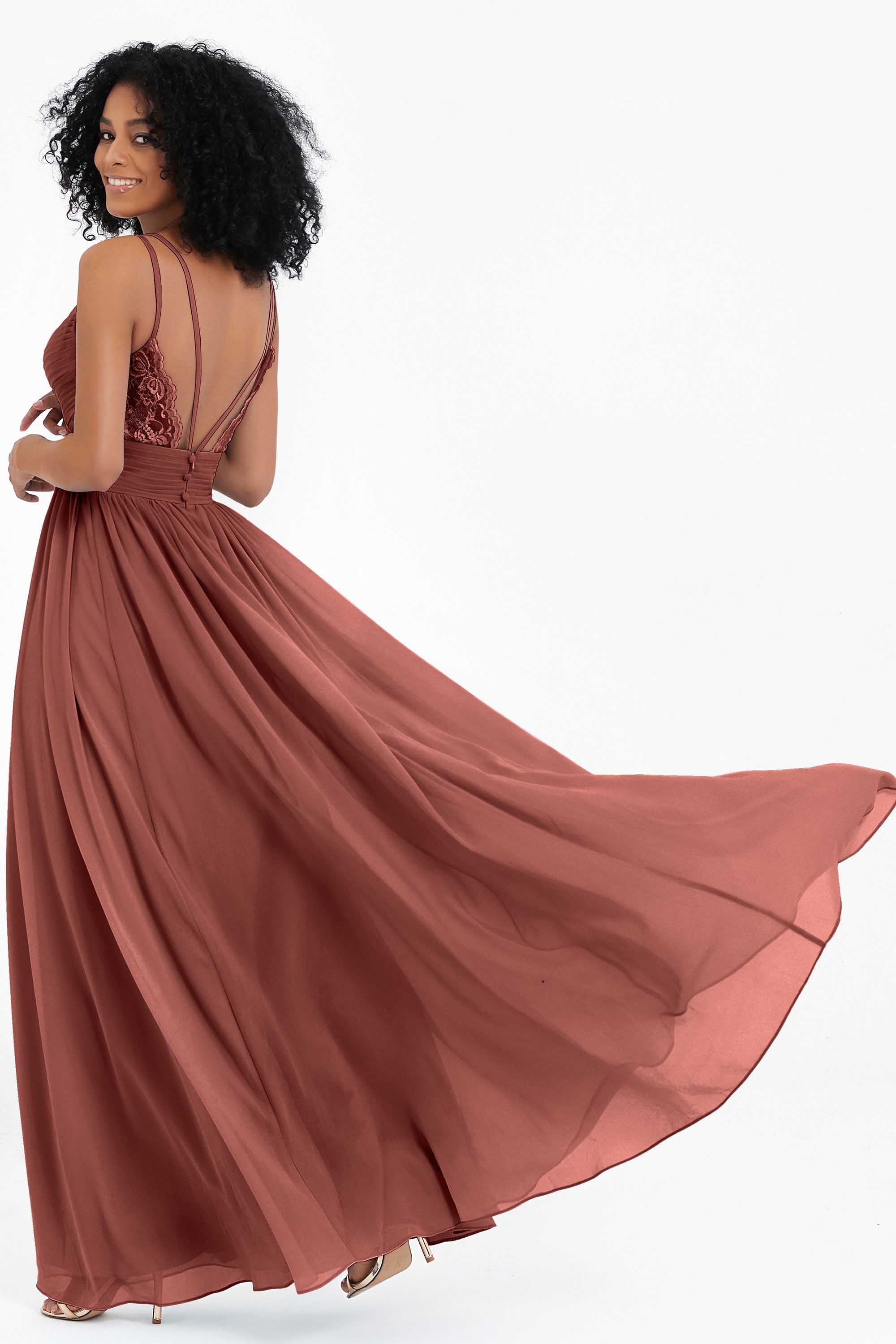 Empire Chiffon Bridesmaid Dress with Lace Long Formal Evening Dresses party Gowns