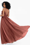 Empire Chiffon Bridesmaid Dress with Lace Long Formal Evening Dresses party Gowns