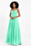 Empire Chiffon Bridesmaid Dress with Lace Long Formal Evening Dresses party Gowns
