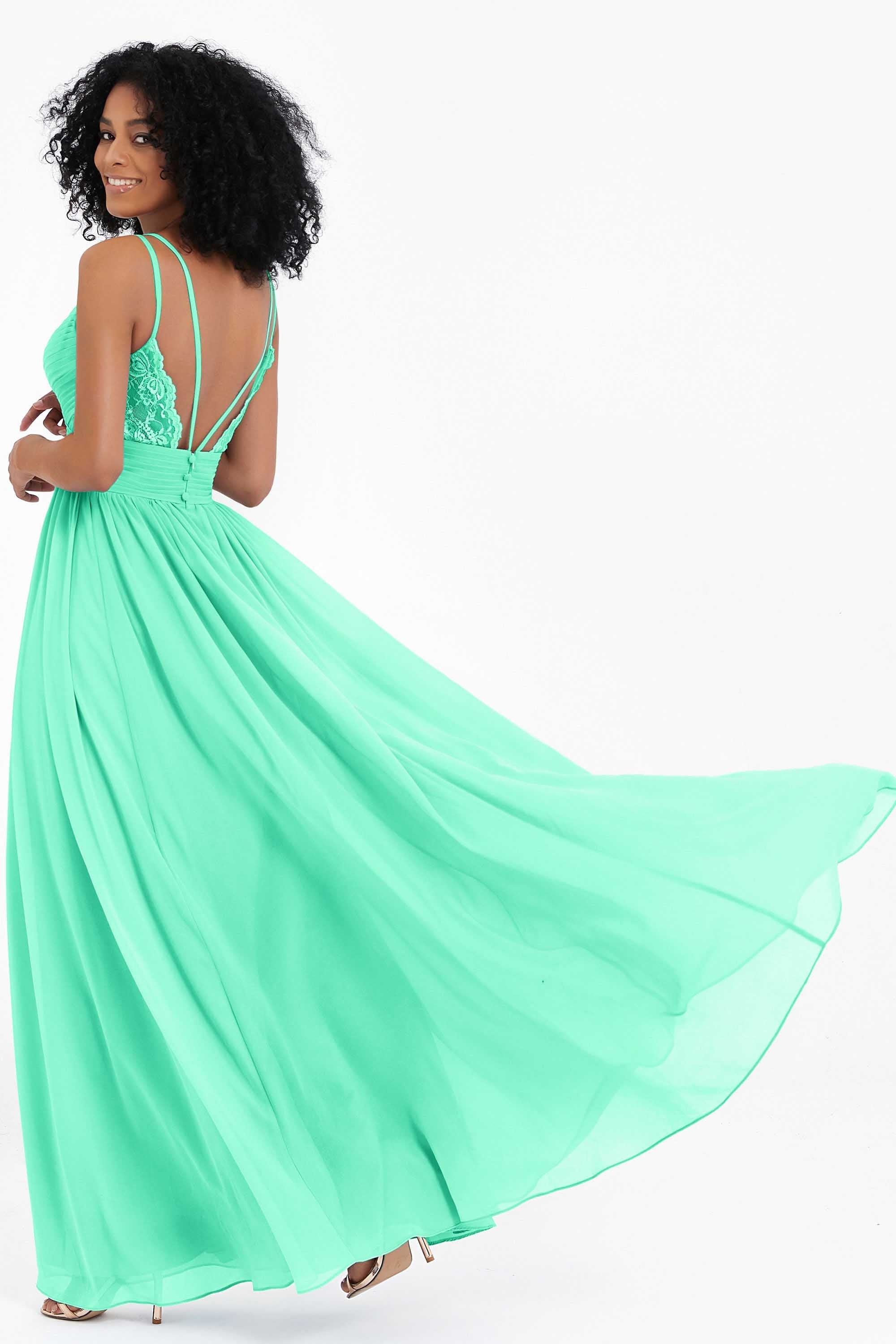 Empire Chiffon Bridesmaid Dress with Lace Long Formal Evening Dresses party Gowns