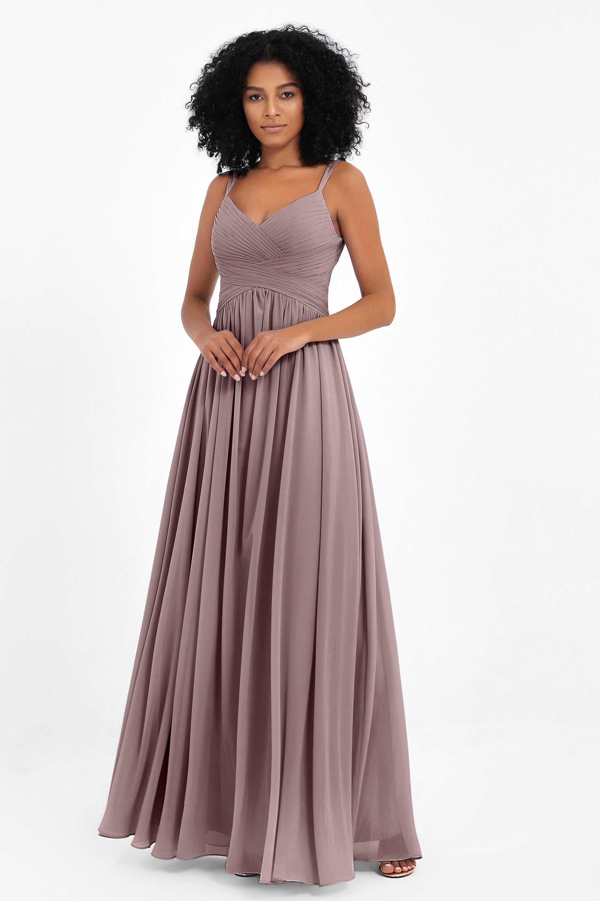 Empire Chiffon Bridesmaid Dress with Lace Long Formal Evening Dresses party Gowns