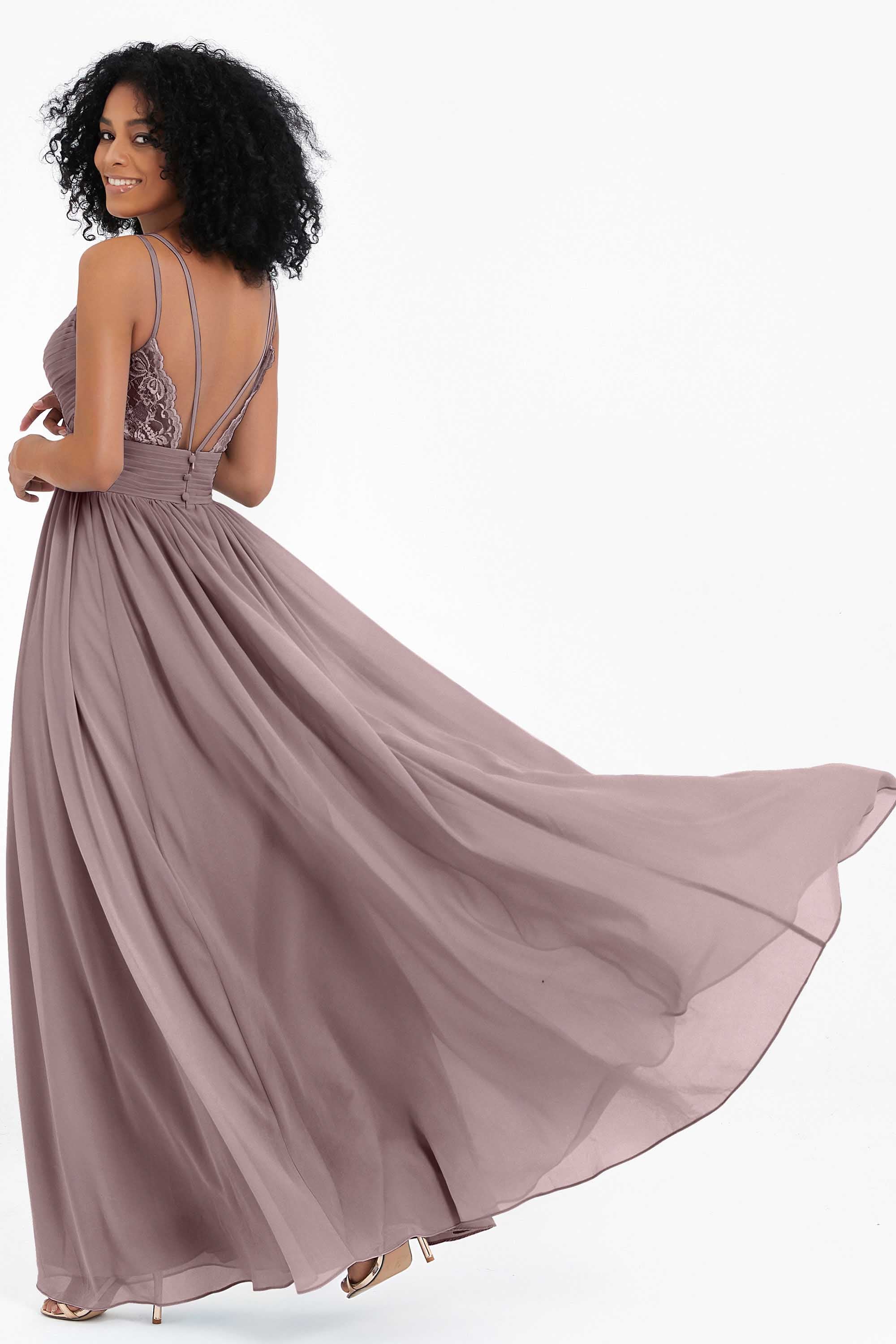 Empire Chiffon Bridesmaid Dress with Lace Long Formal Evening Dresses party Gowns