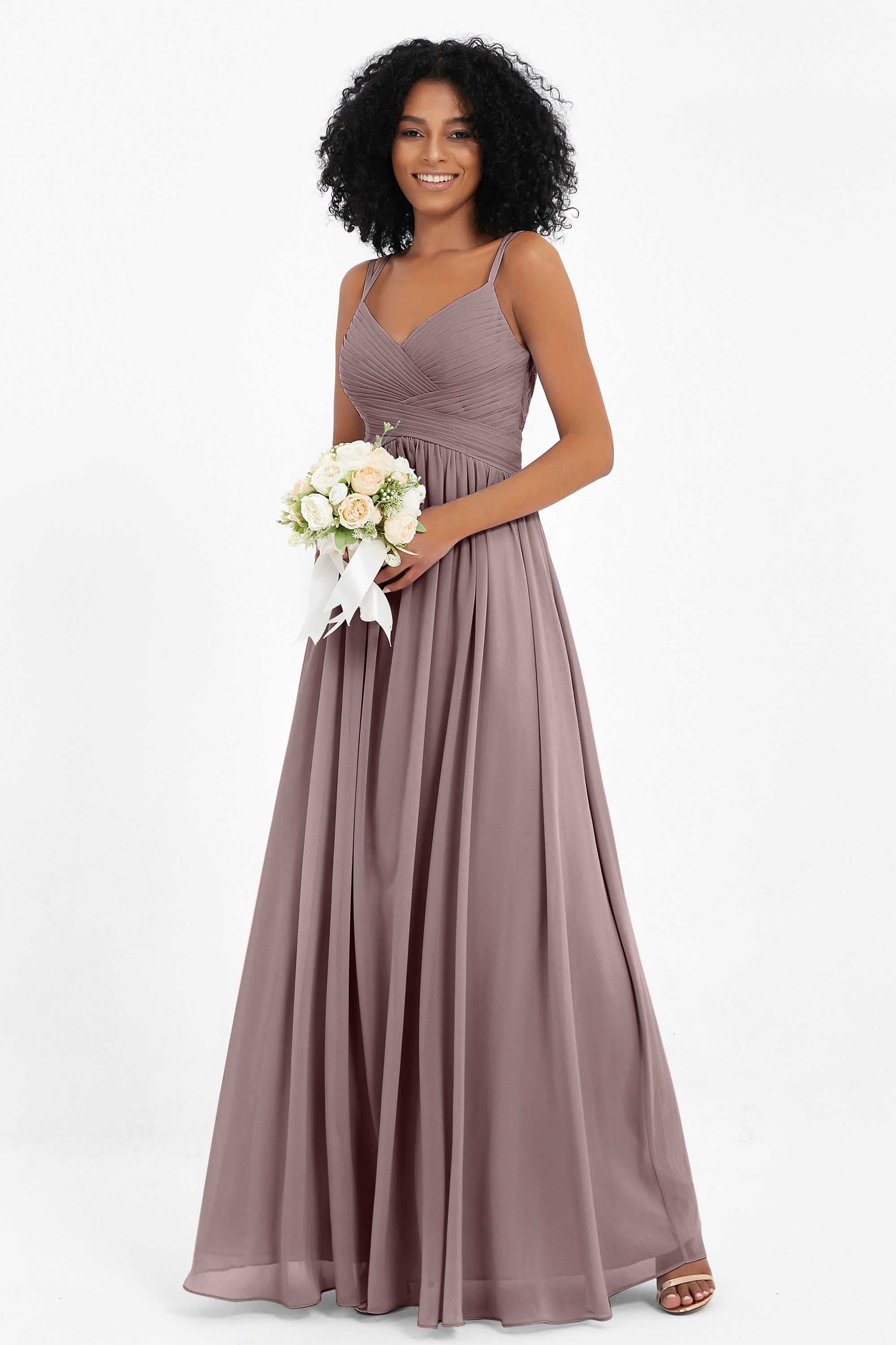 Empire Chiffon Bridesmaid Dress with Lace Long Formal Evening Dresses party Gowns