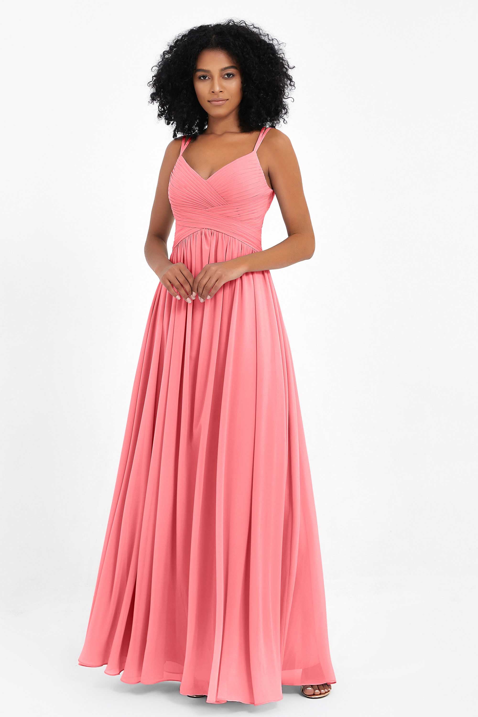 Empire Chiffon Bridesmaid Dress with Lace Long Formal Evening Dresses party Gowns