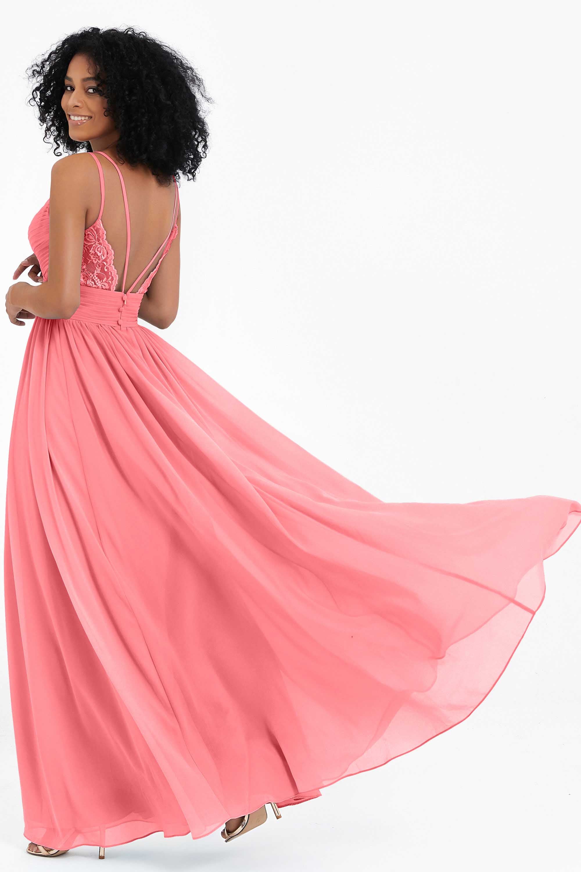 Empire Chiffon Bridesmaid Dress with Lace Long Formal Evening Dresses party Gowns