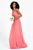 Empire Chiffon Bridesmaid Dress with Lace Long Formal Evening Dresses party Gowns
