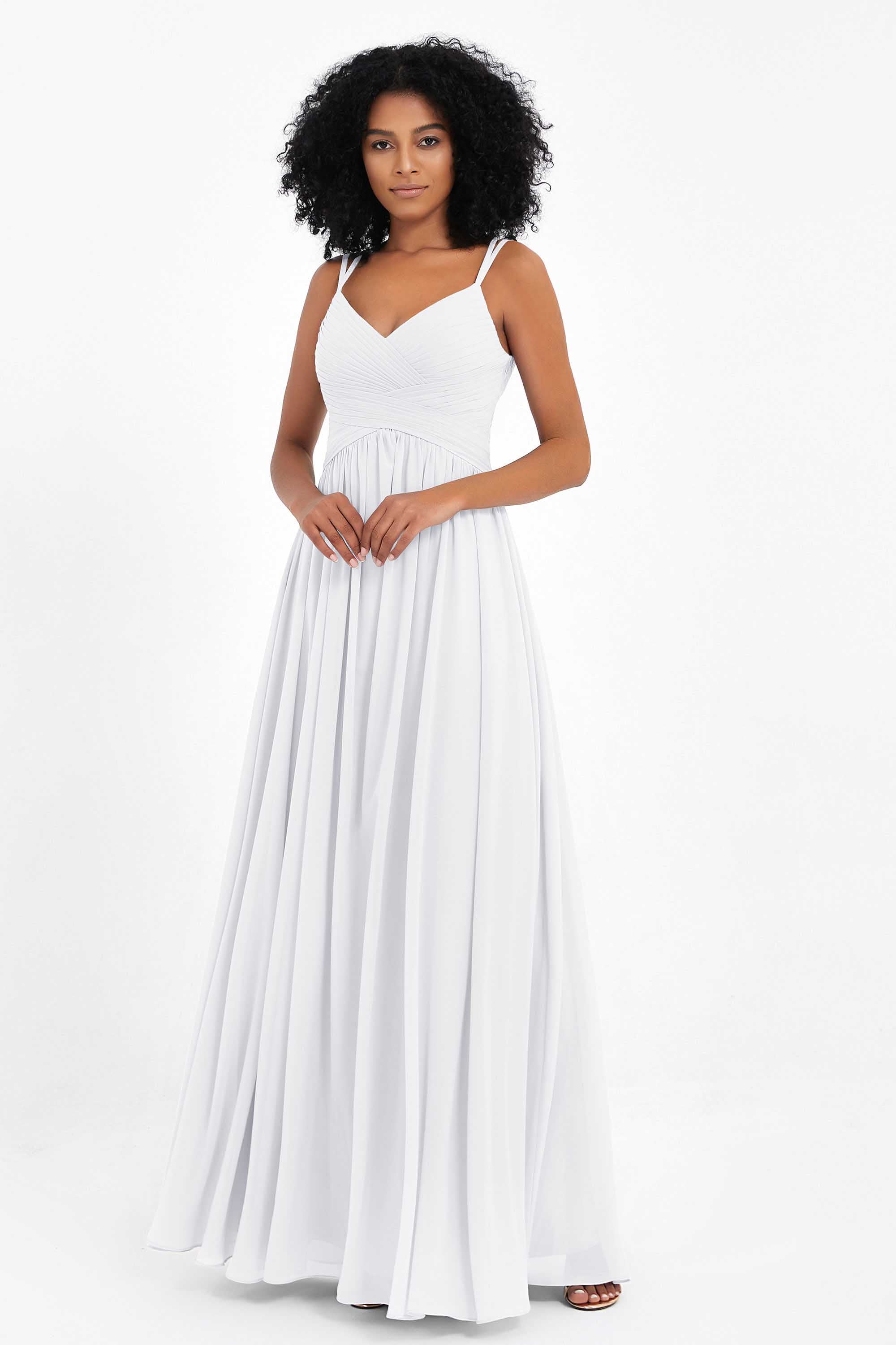 Empire Chiffon Bridesmaid Dress with Lace Long Formal Evening Dresses party Gowns