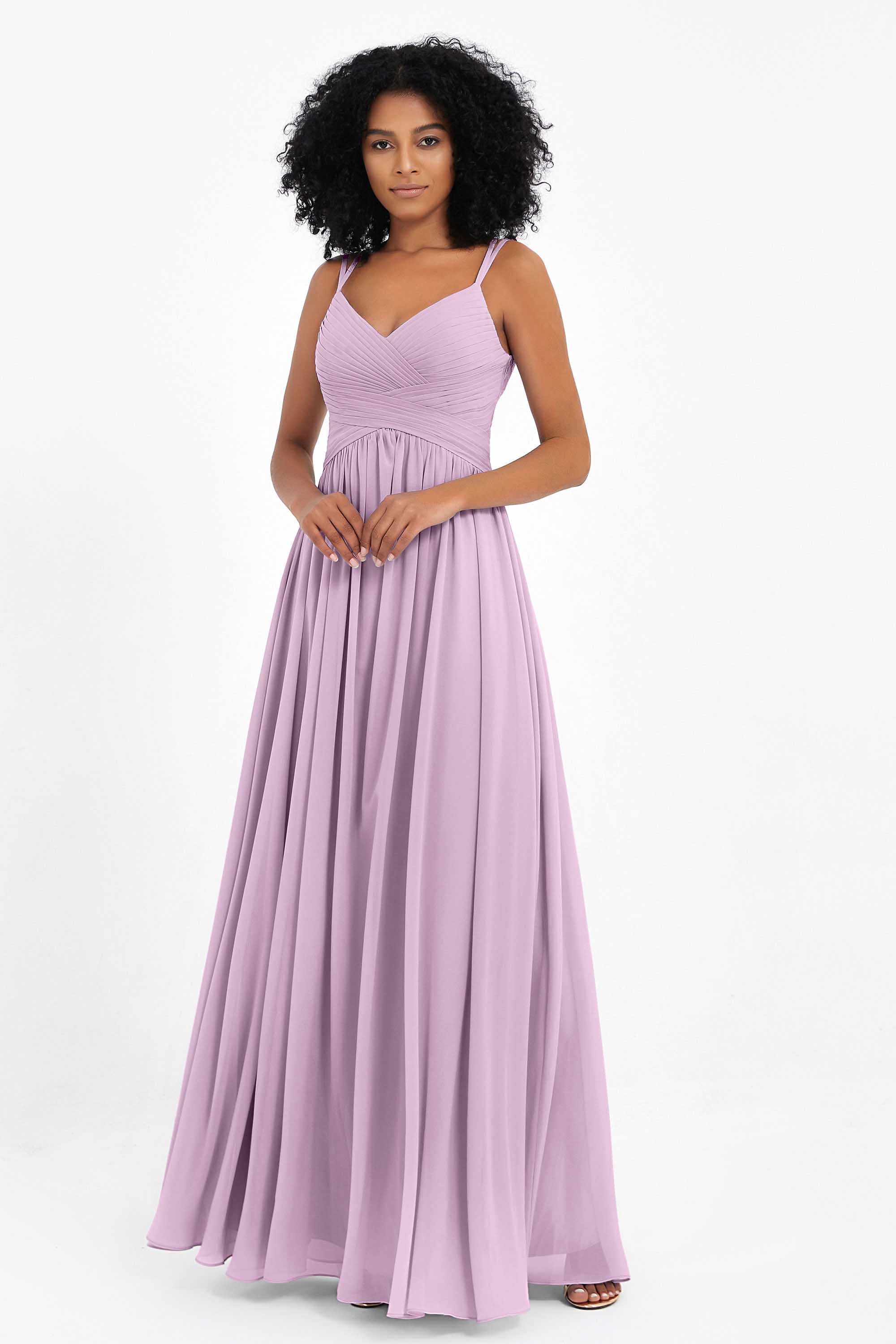 Empire Chiffon Bridesmaid Dress with Lace Long Formal Evening Dresses party Gowns