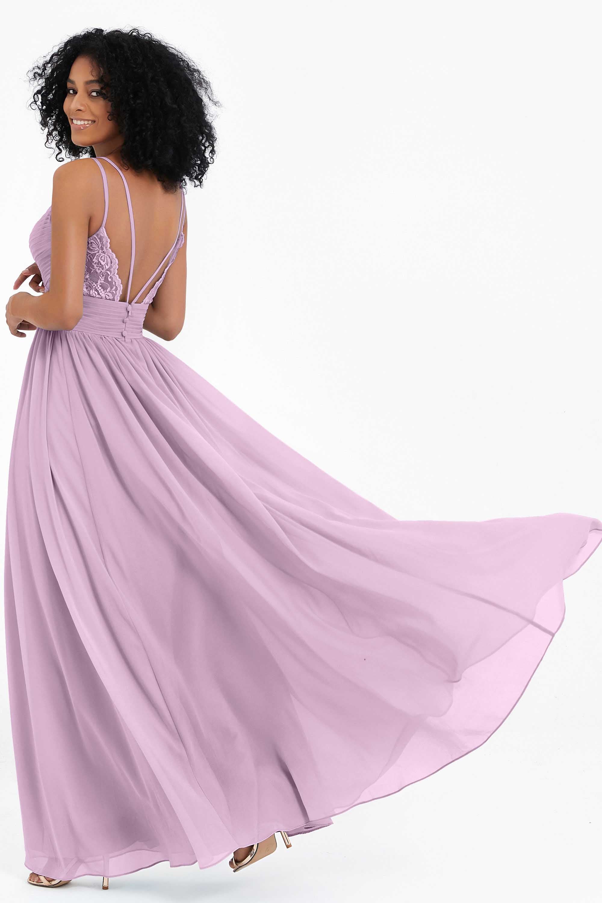 Empire Chiffon Bridesmaid Dress with Lace Long Formal Evening Dresses party Gowns