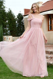 A Line Tulle Ruched Bridesmaid Dress Ruched Pleated Formal Evening Dresses Gowns