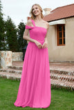A Line Tulle Ruched Bridesmaid Dress Ruched Pleated Formal Evening Dresses Gowns