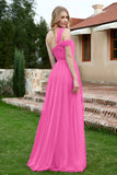 A Line Tulle Ruched Bridesmaid Dress Ruched Pleated Formal Evening Dresses Gowns