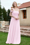 A Line Tulle Ruched Bridesmaid Dress Ruched Pleated Formal Evening Dresses Gowns