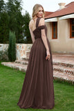A Line Tulle Ruched Bridesmaid Dress Ruched Pleated Formal Evening Dresses Gowns