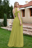 A Line Tulle Ruched Bridesmaid Dress Ruched Pleated Formal Evening Dresses Gowns