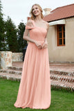 A Line Tulle Ruched Bridesmaid Dress Ruched Pleated Formal Evening Dresses Gowns